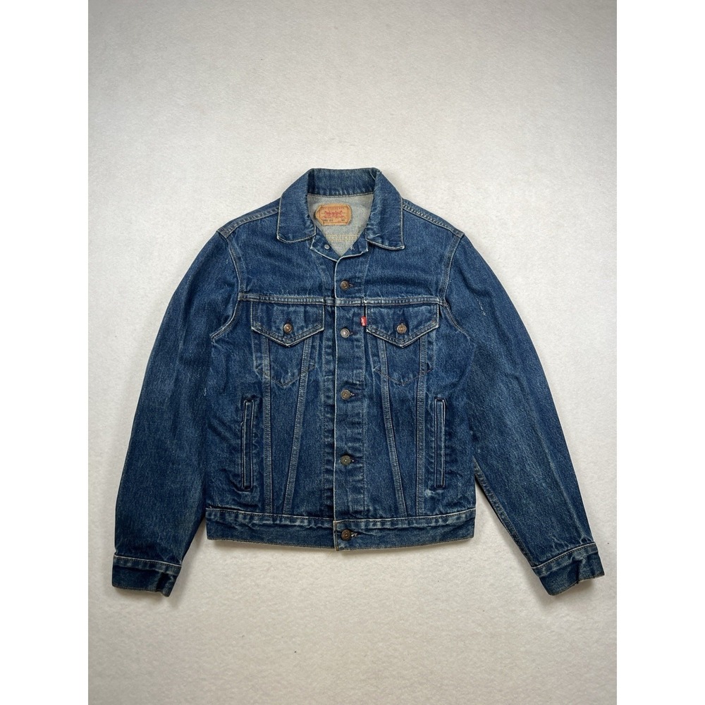 DARK Vintage Levis Denim Trucker Jacket Mens Size 38R 70506-0216 USA 80s‎ 90s